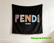 Fendi Roma Colorful Patchwork Letter Flannel Sofa Throw Blanket Luxury Designer IMG_9348